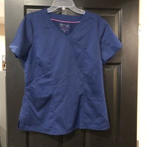 Healing hands navy blue woman’s scrub top, large